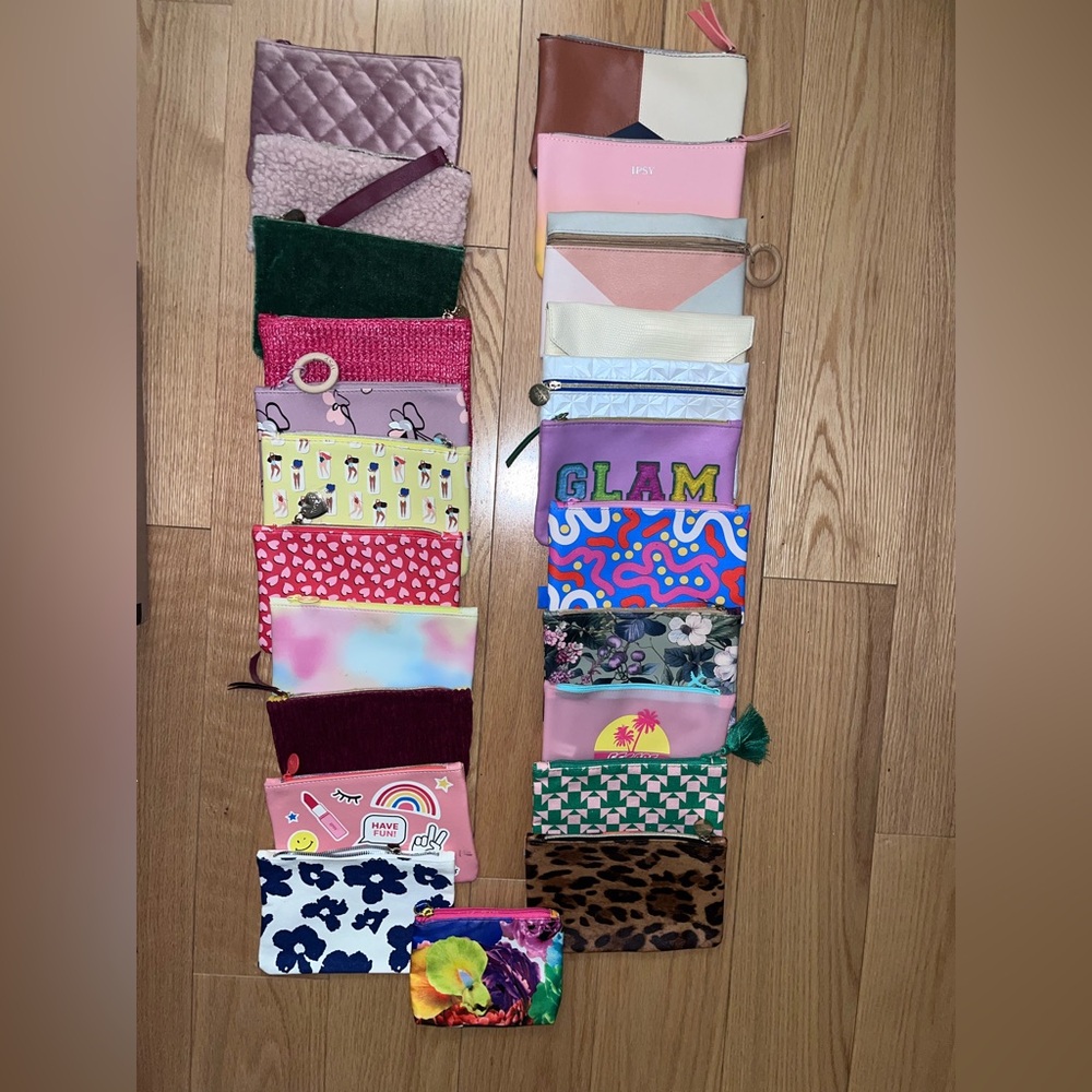 27 Colorful Ipsy Cosmetic Bags! Just added three more!